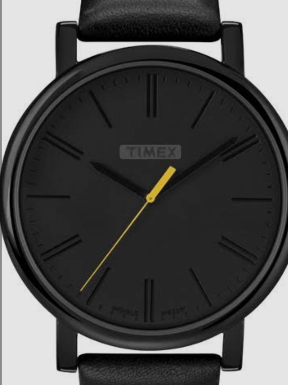 Timex Men's Black Minimalist Watch with Yellow Second Hand